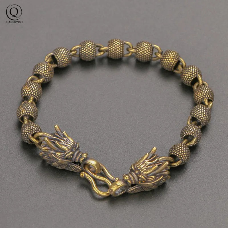 Dragon Head Brass Bracelet — Punk & Boho Unisex Wristband