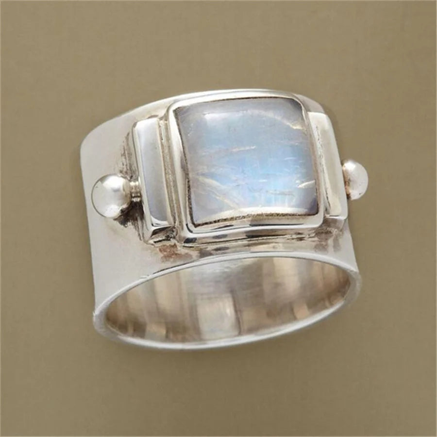 Moonstone Protection Balance Ring Handmade Unisex Vintage