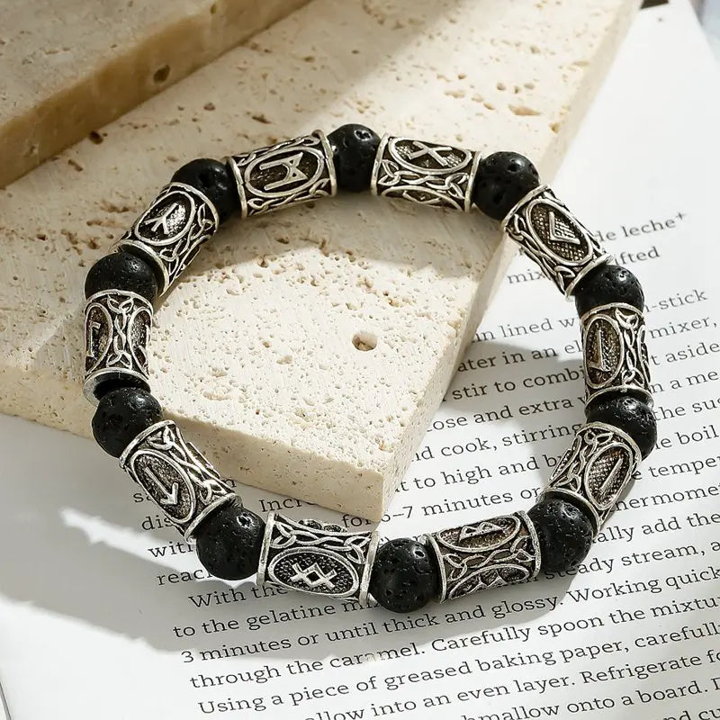 Tinkers Viking Rune Bracelet Wood Lava Stone Bohemian Exclusive -