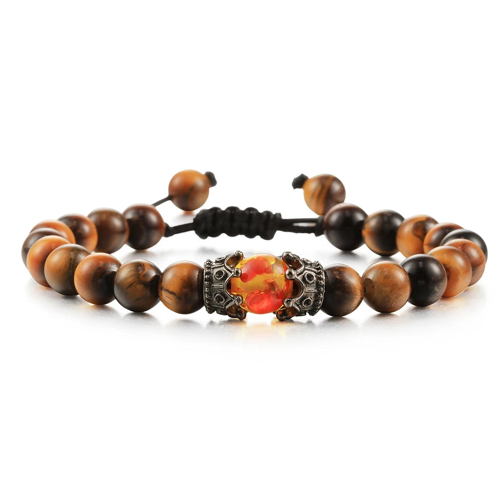 Tinkers Brand Lava Beads Tiger Eye Adjustable Rope Bracelet Unisex - Uncategorized