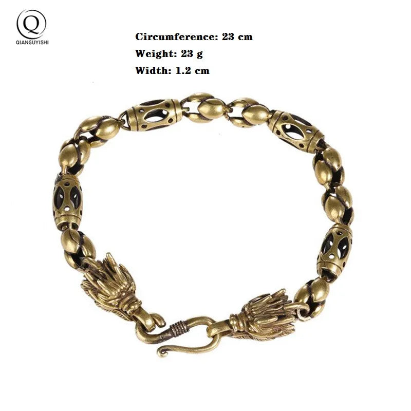 Dragon Head Brass Bracelet — Punk & Boho Unisex Wristband