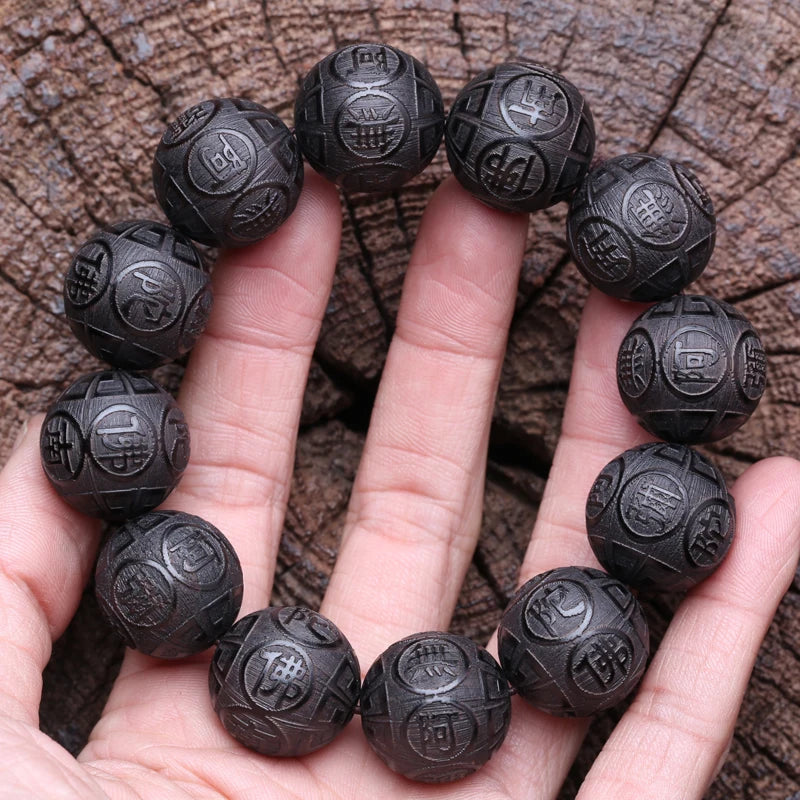 Tinkers Genuine Black Wood Tibetan Prayer Bracelet 12 Beads -