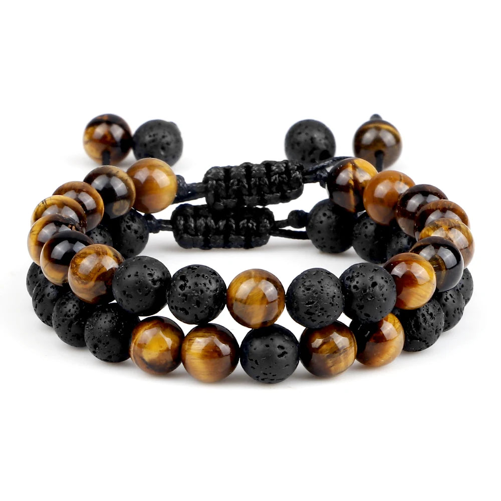 Tinkers Brand Lava Beads Tiger Eye Adjustable Rope Bracelet Unisex - Uncategorized