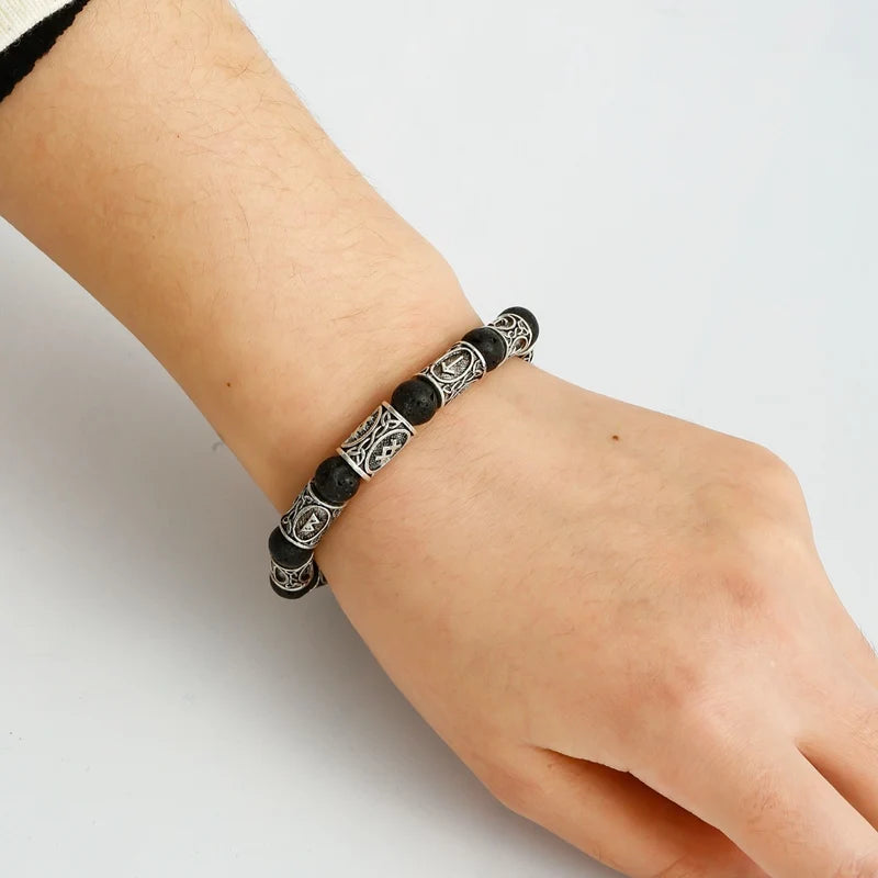 Tinkers Viking Rune Bracelet Wood Lava Stone Bohemian Exclusive -