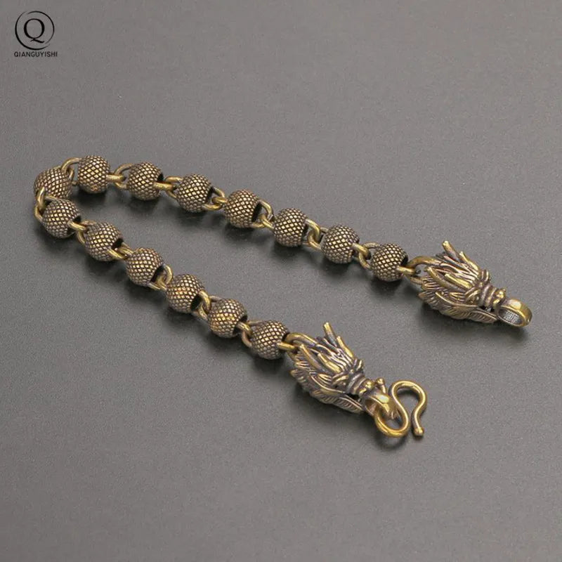 Dragon Head Brass Bracelet — Punk & Boho Unisex Wristband