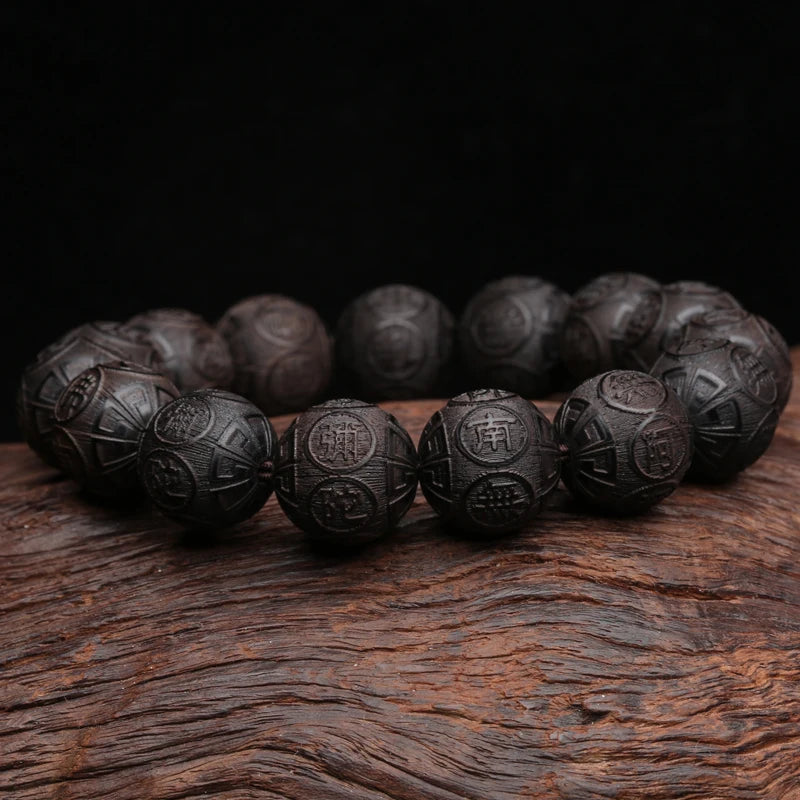 Tinkers Genuine Black Wood Tibetan Prayer Bracelet 12 Beads -