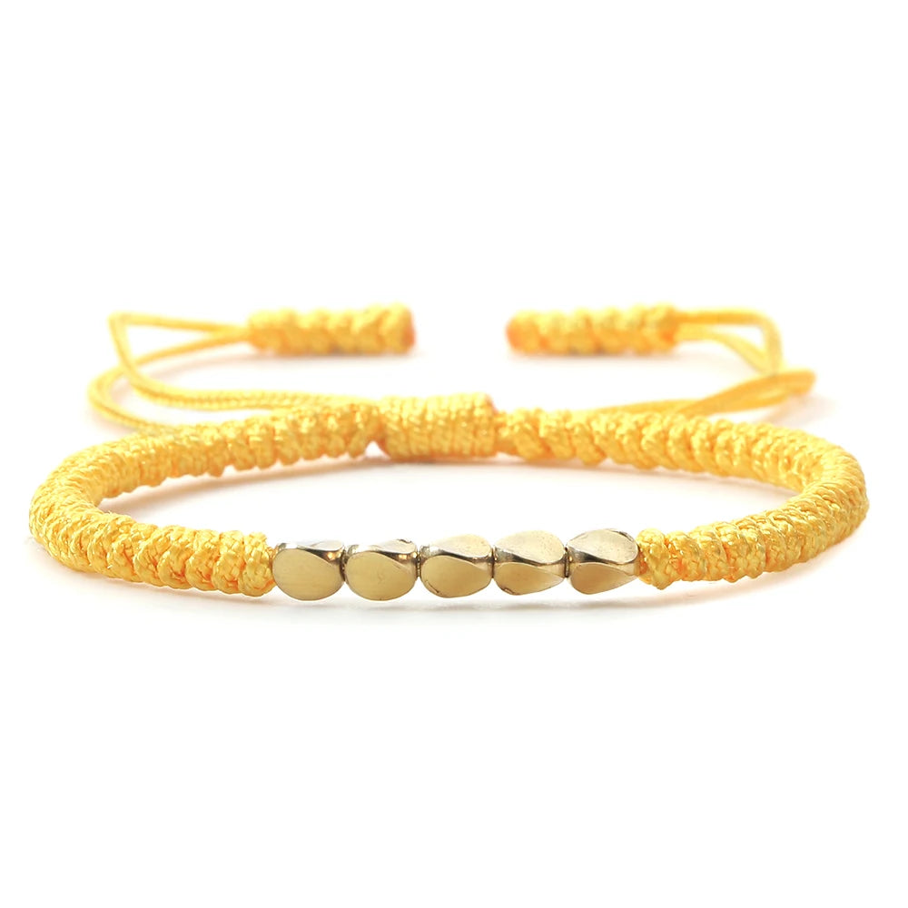 Tinkers Handmade Tibetan Copper Bead Braided Bracelet Unisex Red -