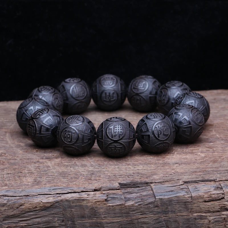 Tinkers Genuine Black Wood Tibetan Prayer Bracelet 12 Beads -