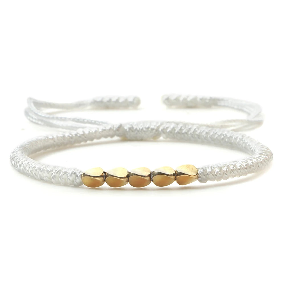 Tinkers Handmade Tibetan Copper Bead Braided Bracelet Unisex Red -