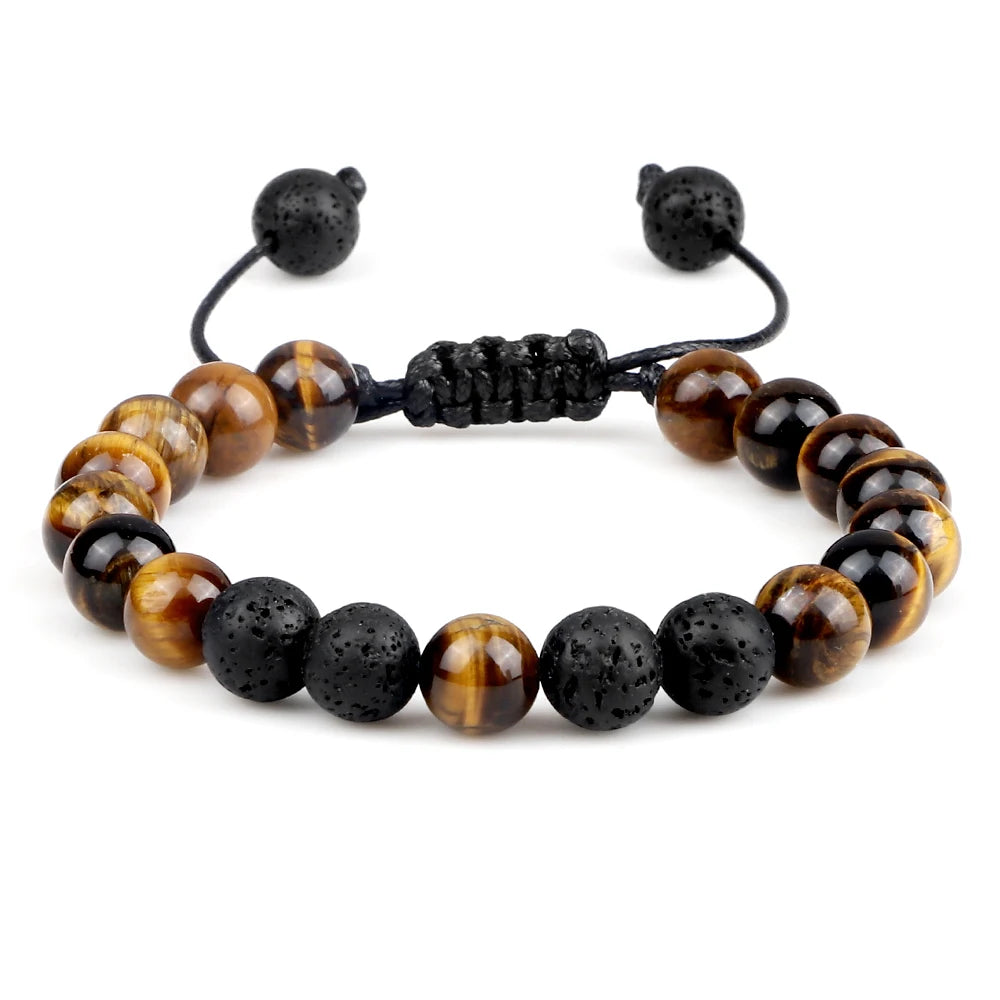 Tinkers Brand Lava Beads Tiger Eye Adjustable Rope Bracelet Unisex - Uncategorized