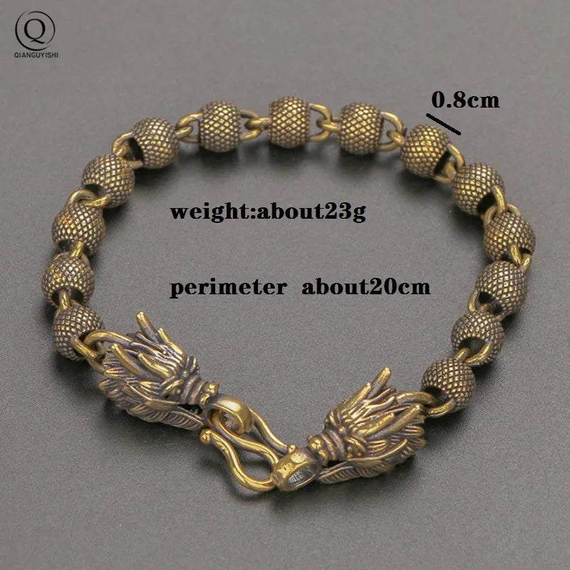 Dragon Head Brass Bracelet — Punk & Boho Unisex Wristband