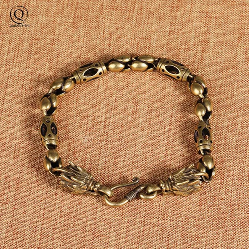 Dragon Head Brass Bracelet — Punk & Boho Unisex Wristband