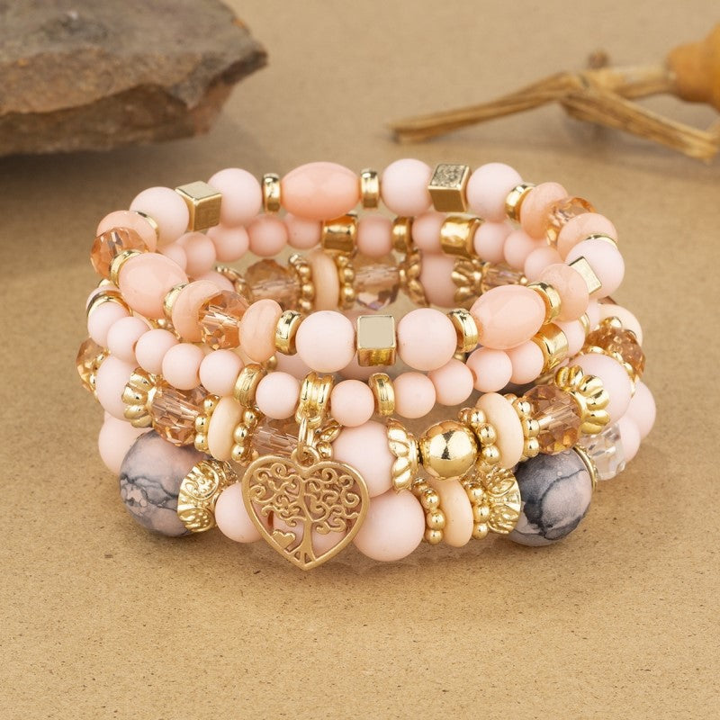 Tinkers Bohemian Crystal Peach Heart Bracelet Exclusive Timeless - 0