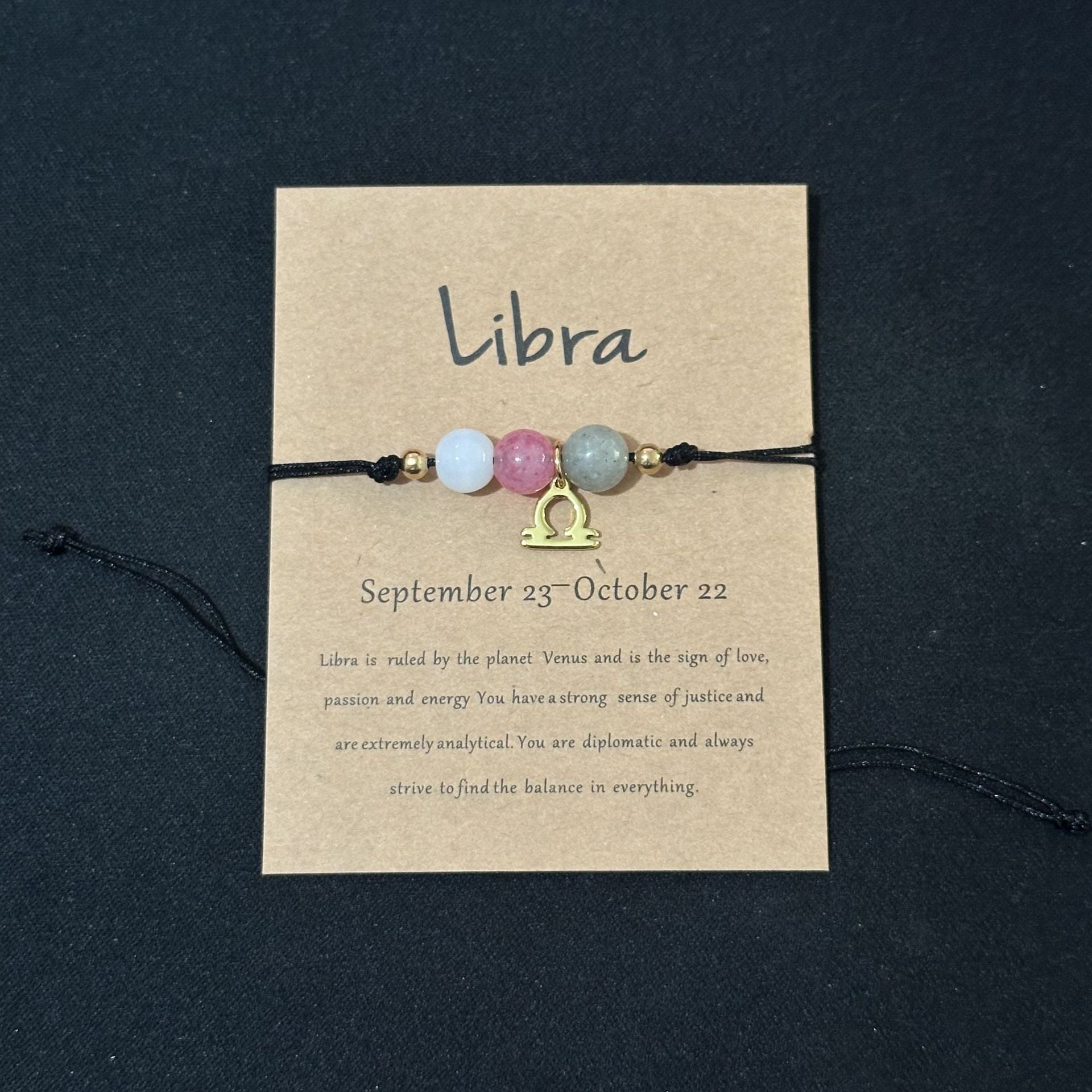 Libra handwoven natural stone zodiac bracelet