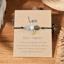 Leo dainty zodiac charm bracelet on kraft card