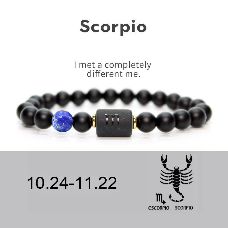Scorpio matte black onyx zodiac bracelet with accent stone