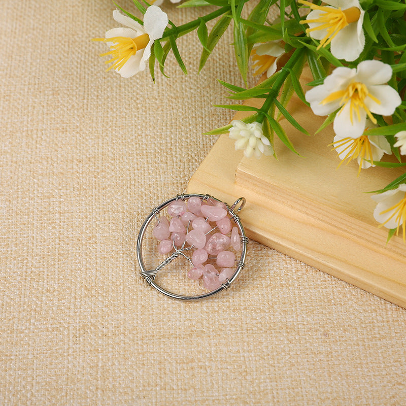 Rose quartz mini tree of life crystal charm