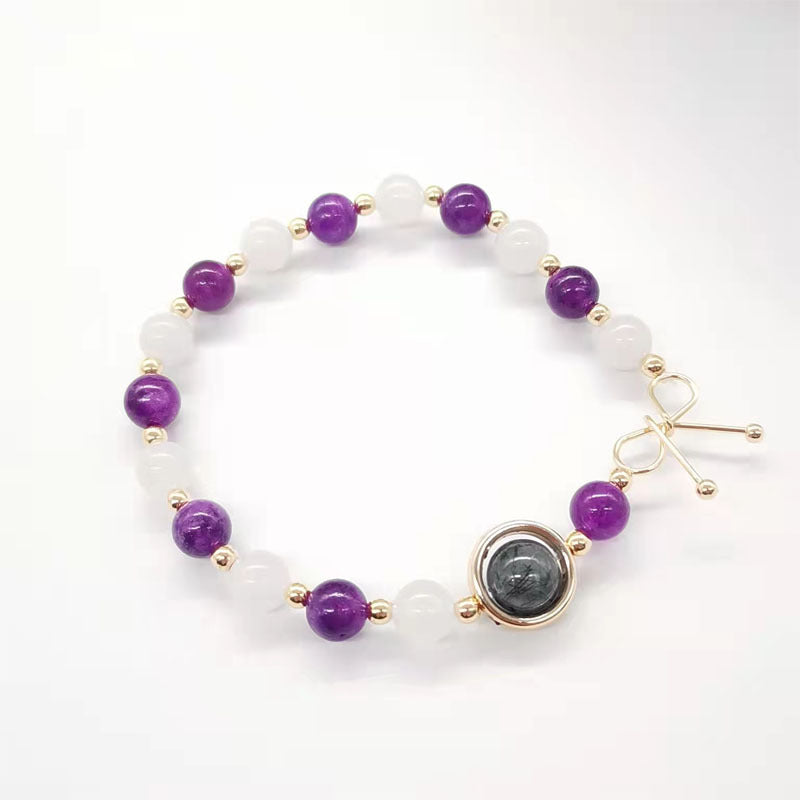 Tinkers Yunjin White Moonlight Amethyst Bracelet Handwoven Elite - 0