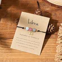 Libra dainty zodiac charm bracelet on kraft card