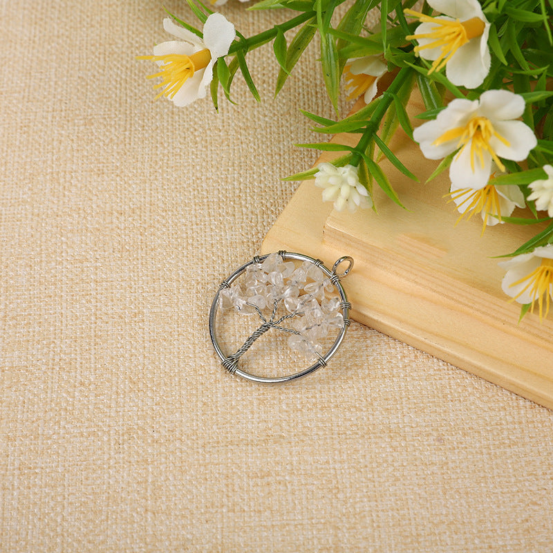 Clear quartz mini tree of life crystal charm