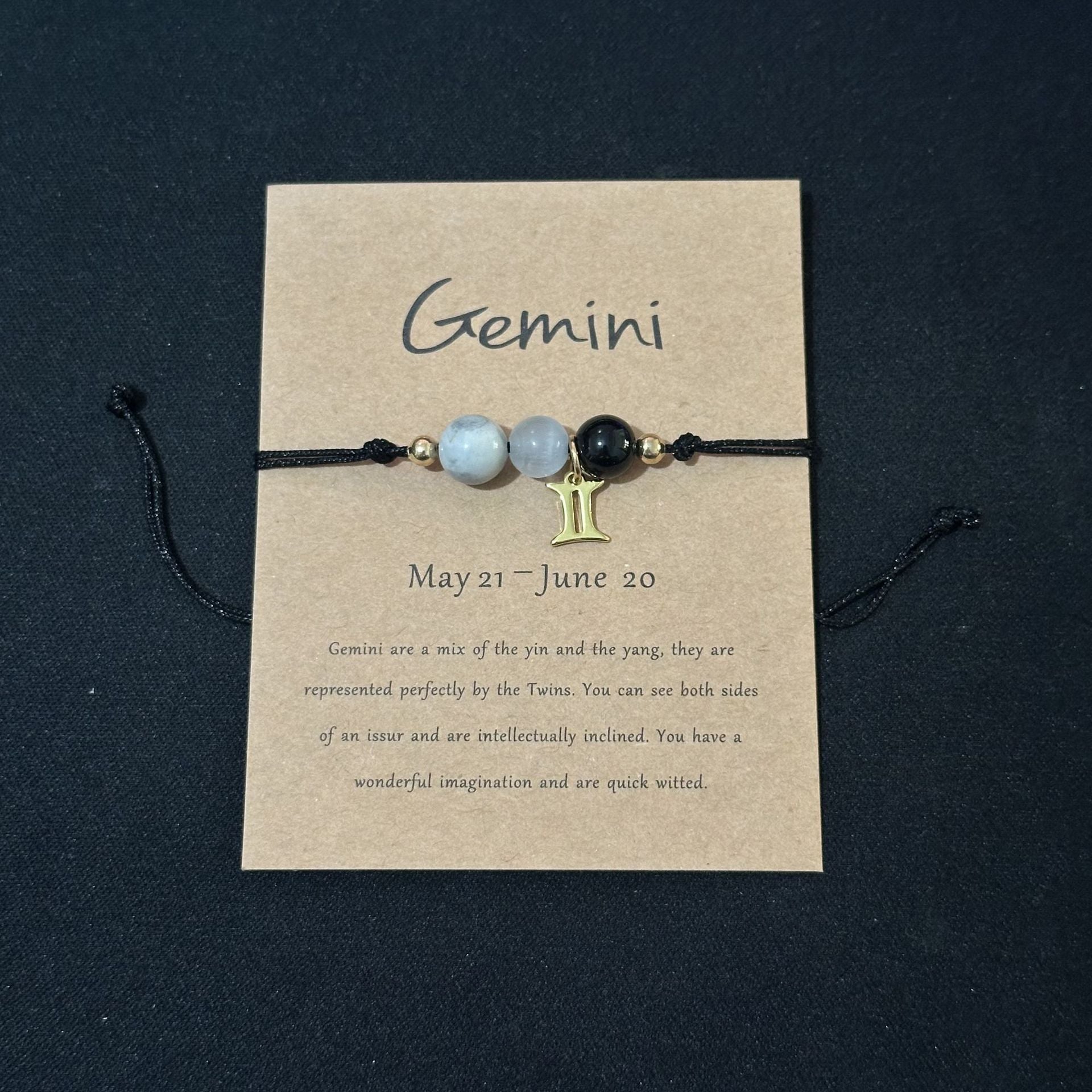 Gemini handwoven natural stone zodiac bracelet