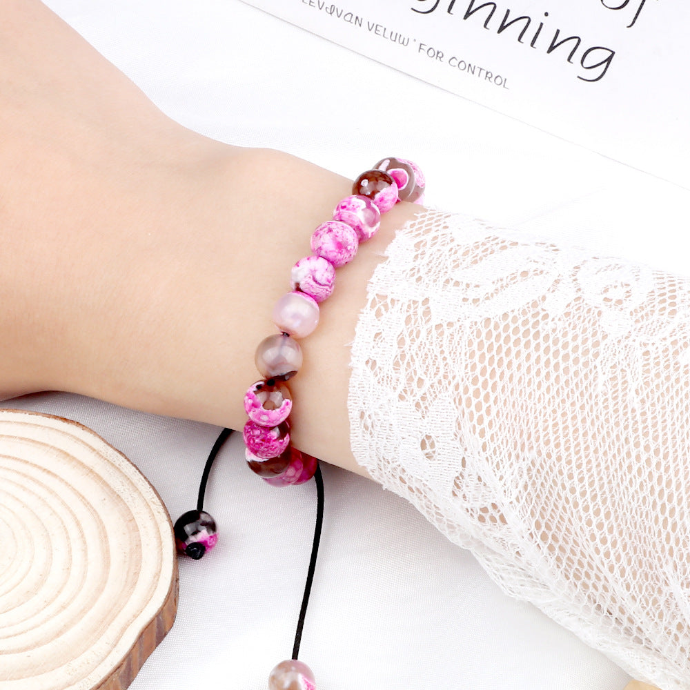 Tinkers Beaded Agate Bracelet Handwoven TwoTone Artisan Collection - 0