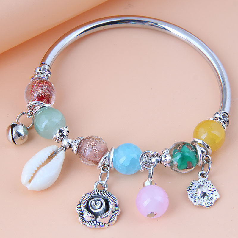 Tinkers Rose Shell Evil Eye Bracelet With Crystal Beads Exclusive - 0