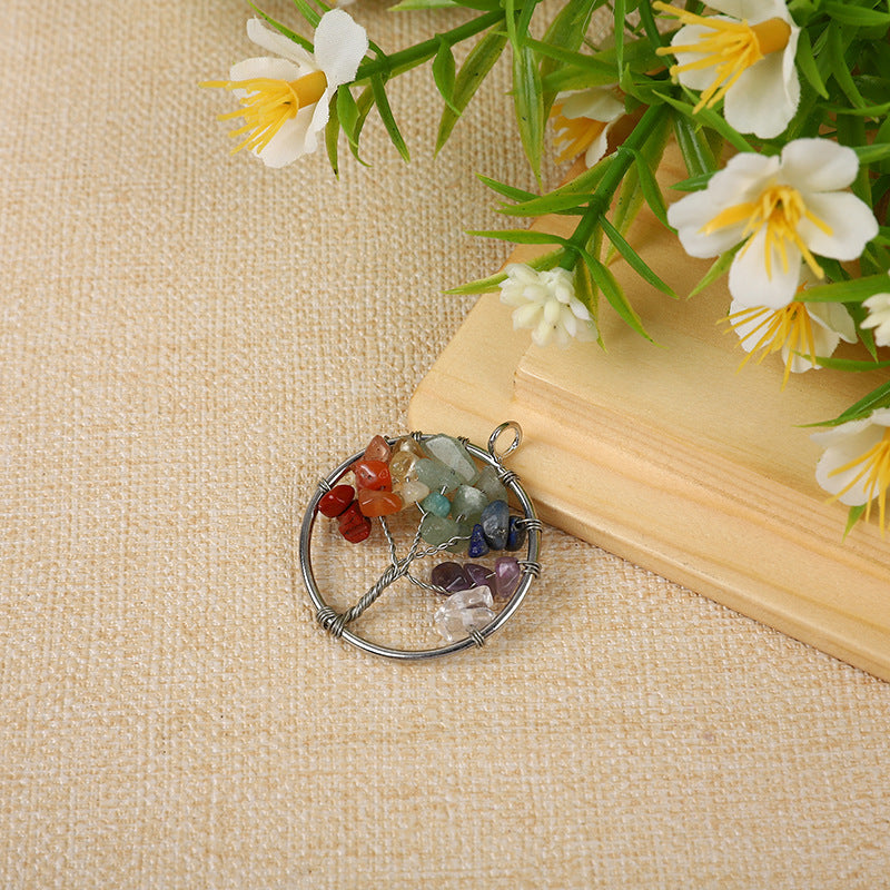 Chakra mix mini tree of life crystal charm