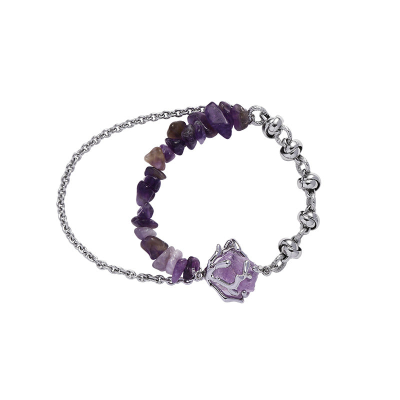 Tinkers Tinkers Purple Natural Stone Geometric Stitch Bracelet Lux - 0