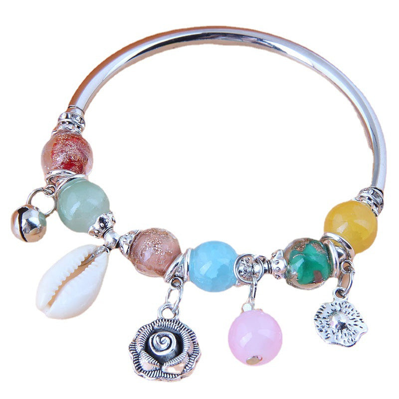 Tinkers Rose Shell Evil Eye Bracelet With Crystal Beads Exclusive - 0