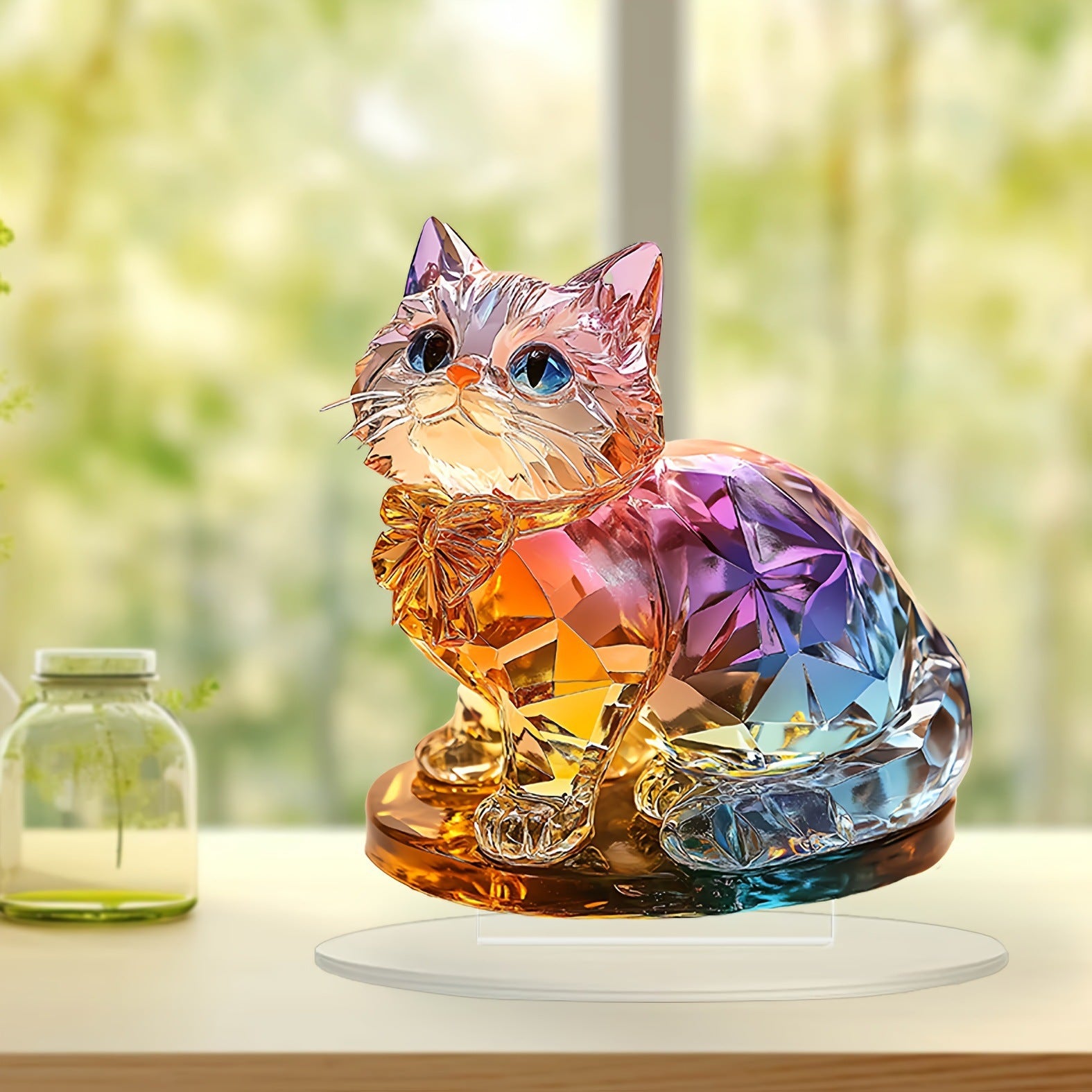 Colorful Cute Kitten 2D Acrylic Desktop Decoration Artwork
