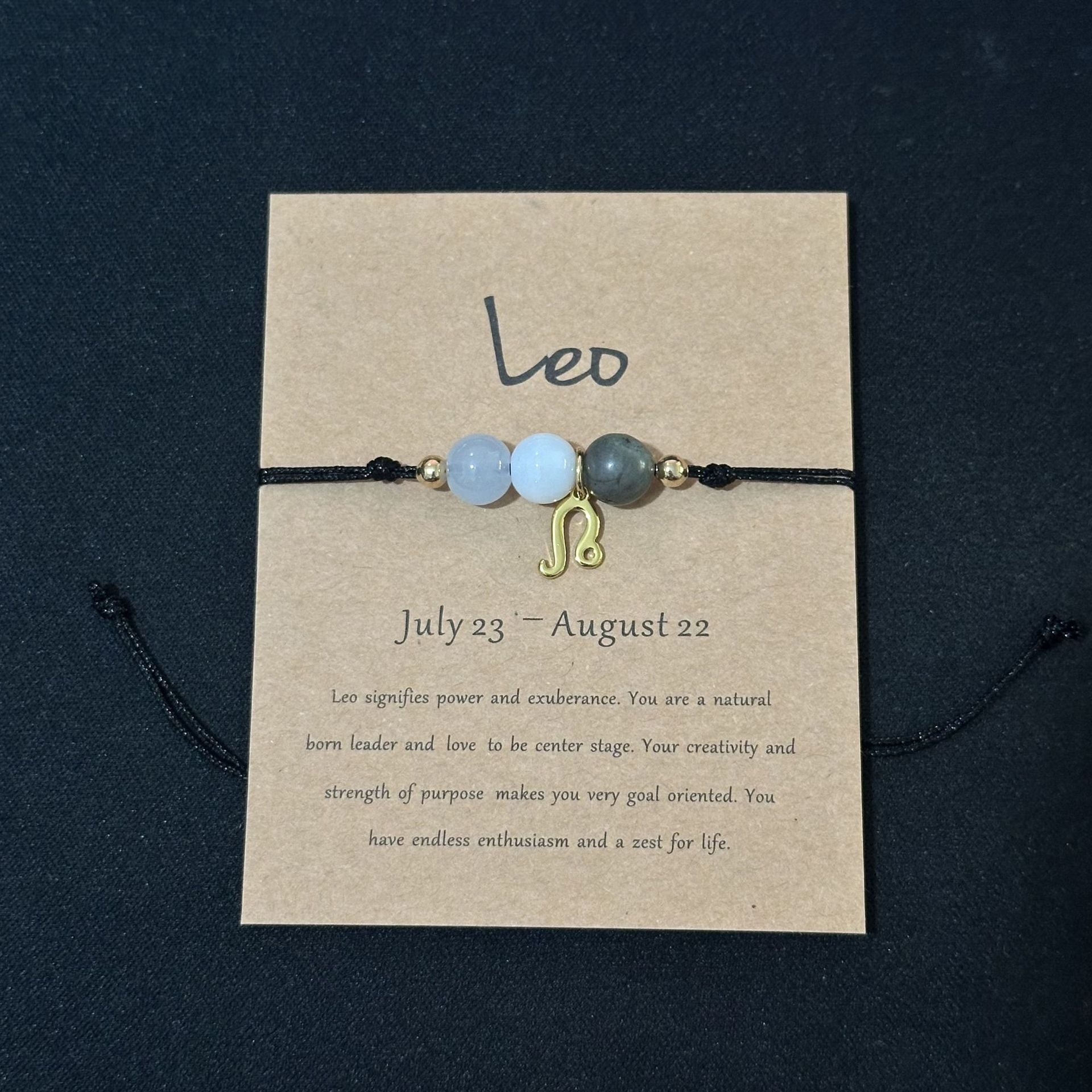 Leo handwoven natural stone zodiac bracelet
