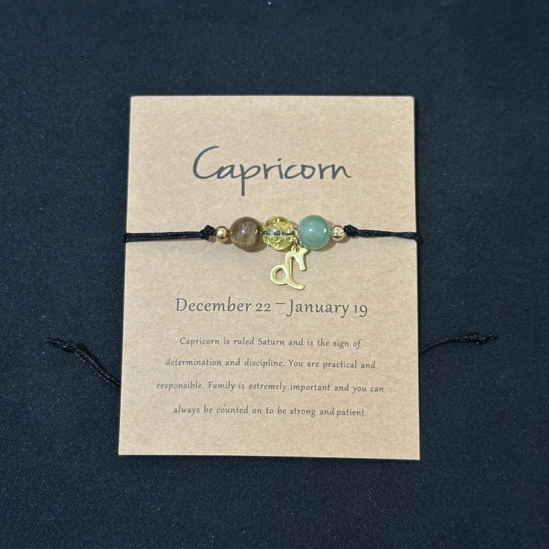 Capricorn handwoven natural stone zodiac bracelet