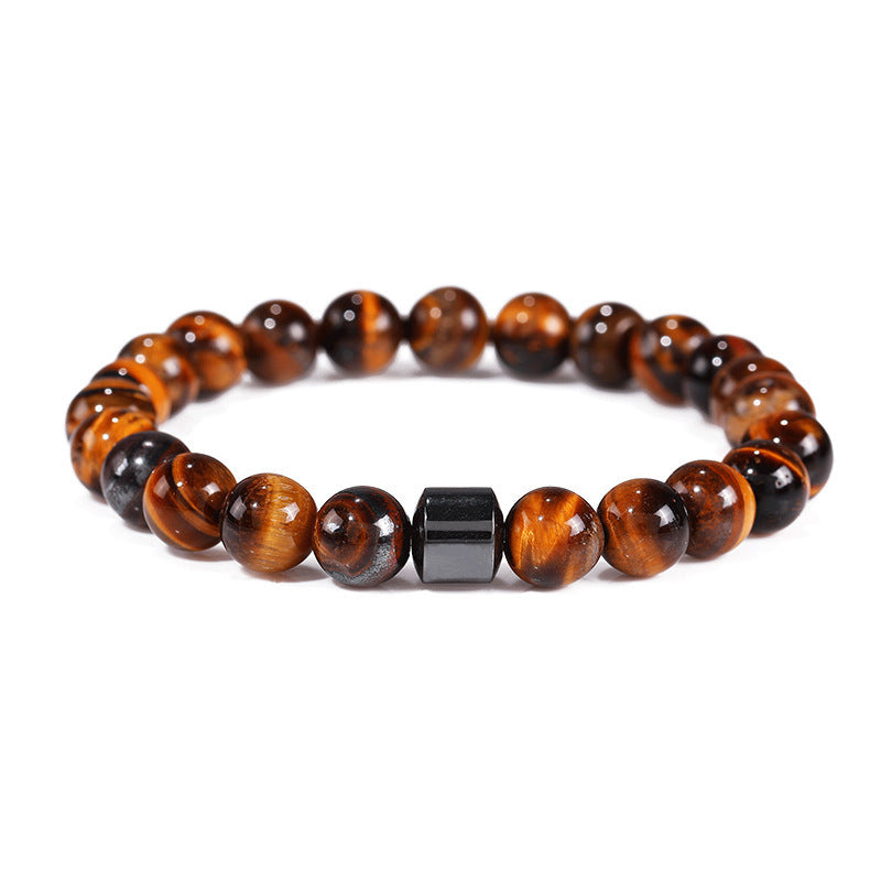 Tiger eye grounding stone bracelet with hematite column