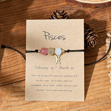 Pisces dainty zodiac charm bracelet on kraft card