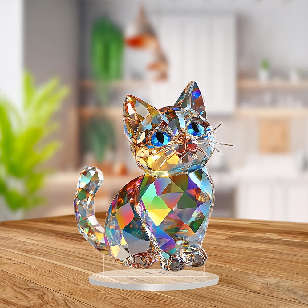 Colorful Cute Kitten 2D Acrylic Desktop Ornament Display