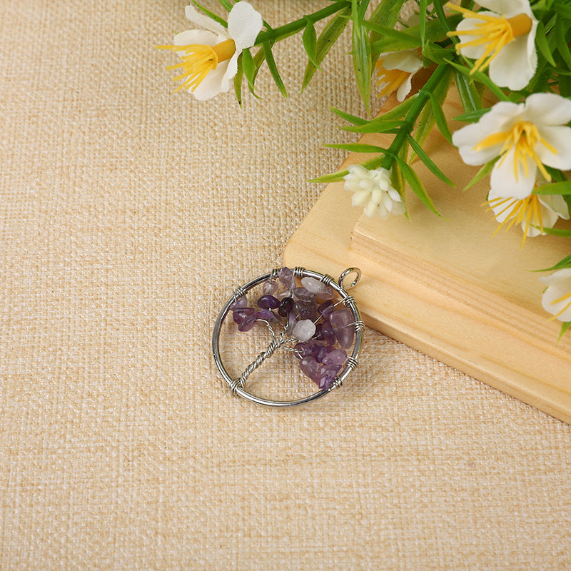 Chakra mix mini tree of life crystal charm