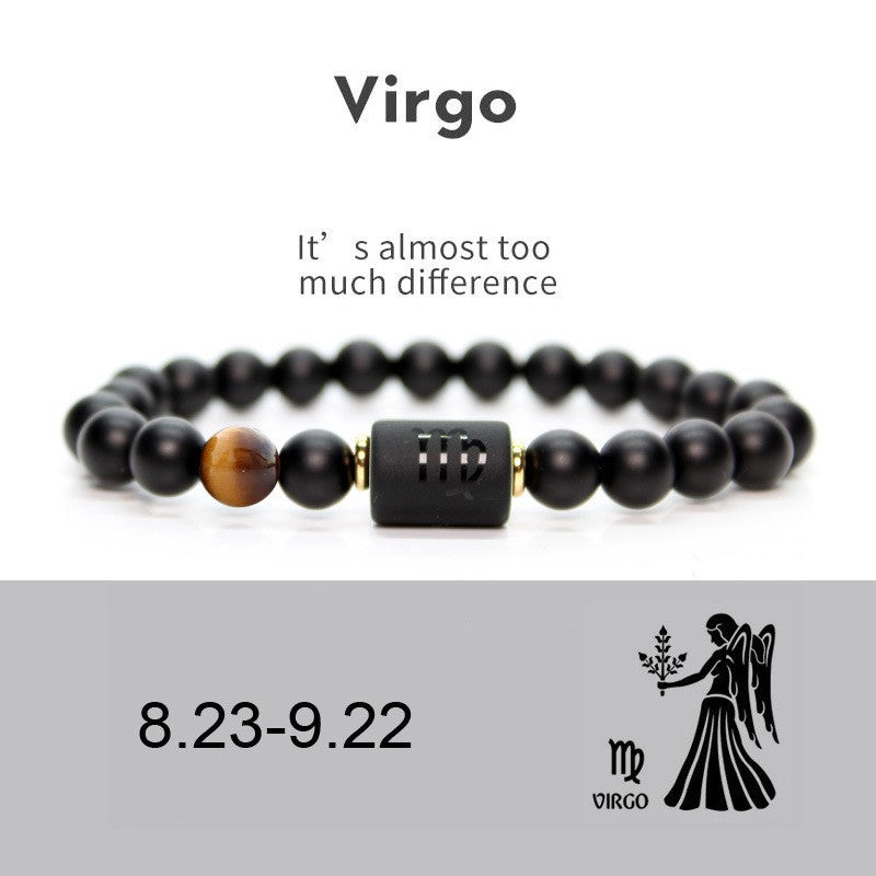 Virgo matte black onyx zodiac bracelet with accent stone