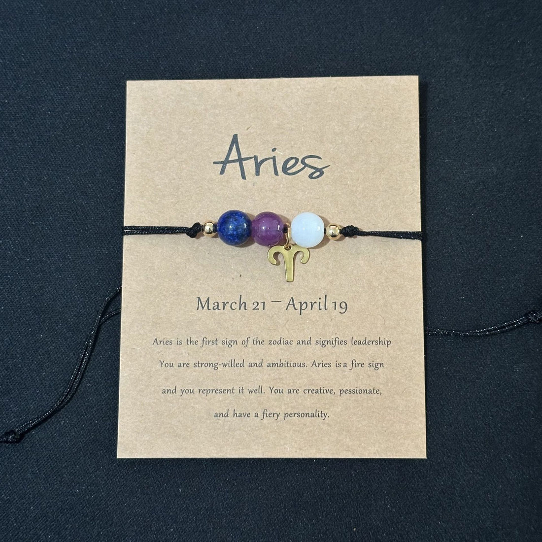 Handwoven zodiac citrine bracelet on Aquarius card