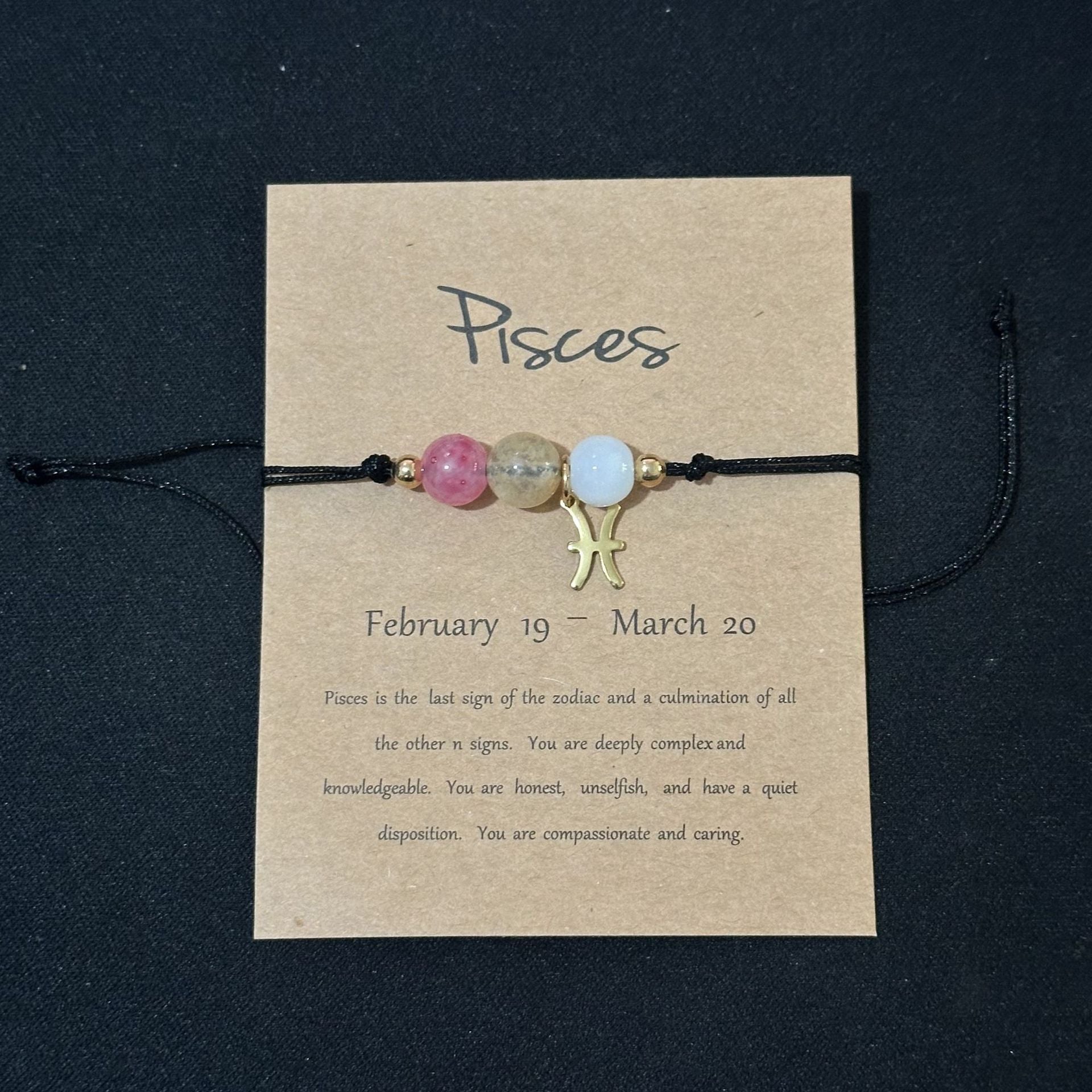 Pisces handwoven natural stone zodiac bracelet