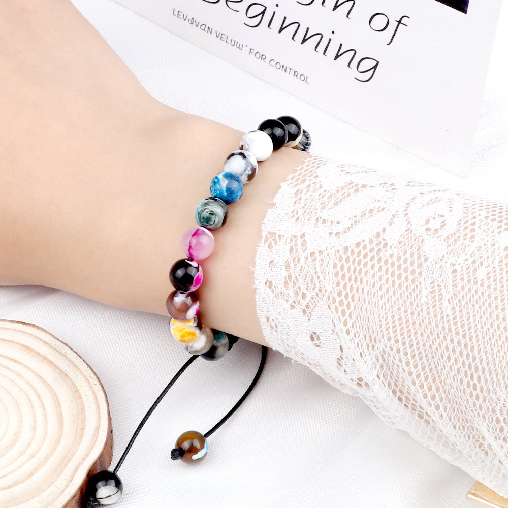 Tinkers Beaded Agate Bracelet Handwoven TwoTone Artisan Collection - 0