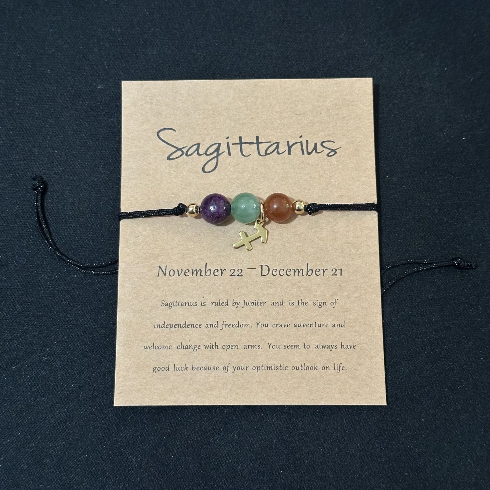 Sagittarius handwoven natural stone zodiac bracelet