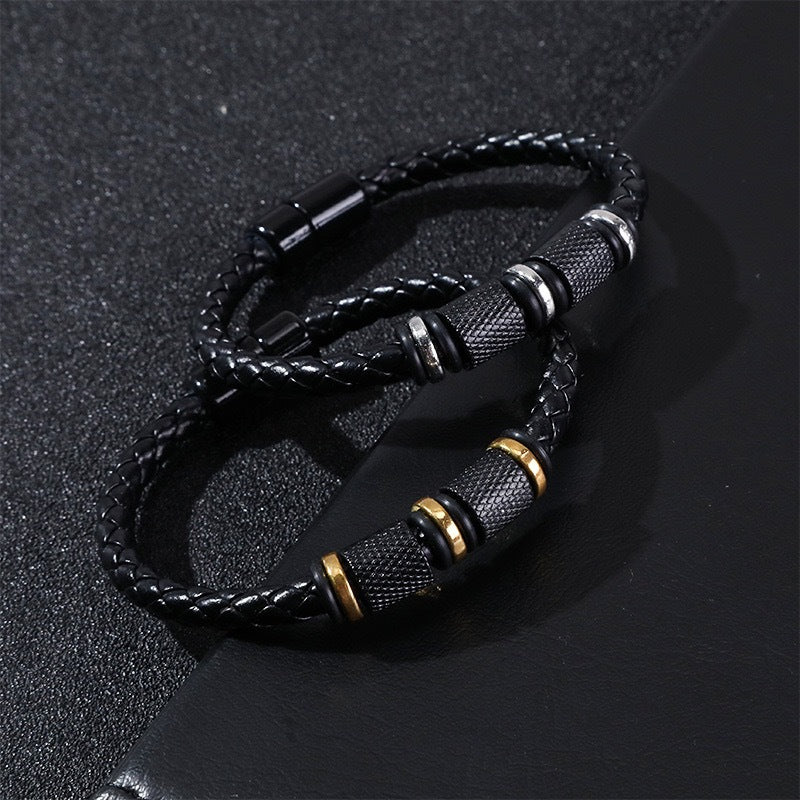 Tinkers Brand Handwoven Leather Bracelet Buckle Gold Silver Prestige - 0