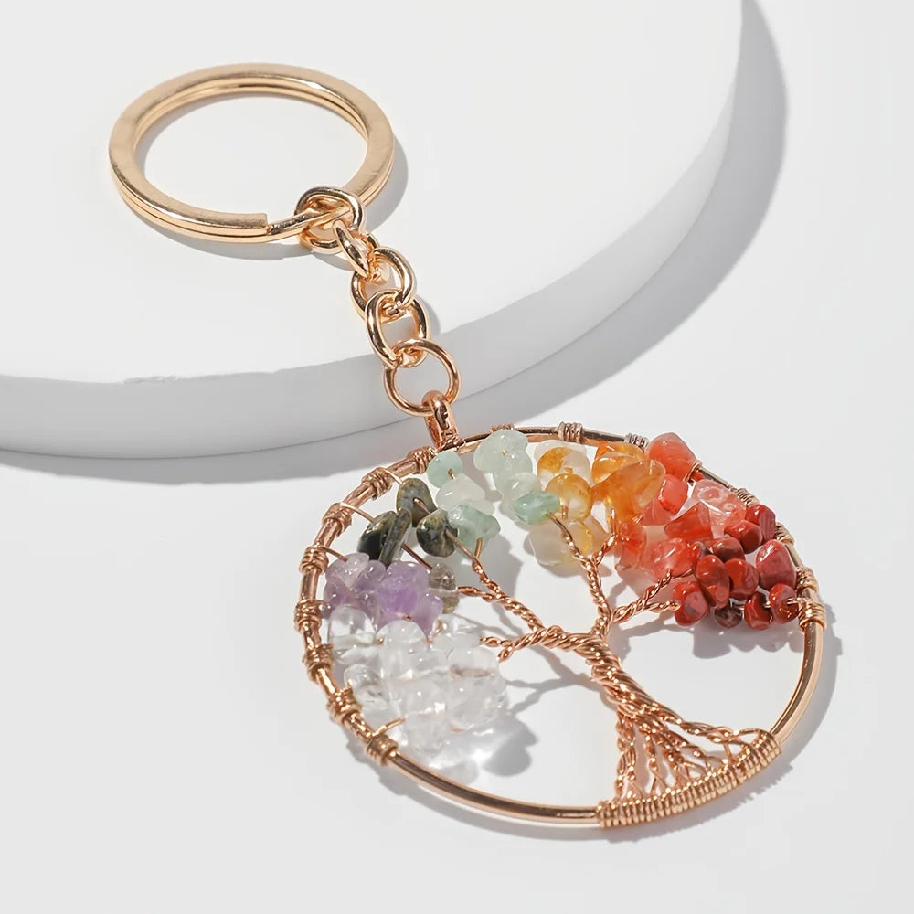 Tree Of Life Gemstone Keychain Protection For Her Tinkers
