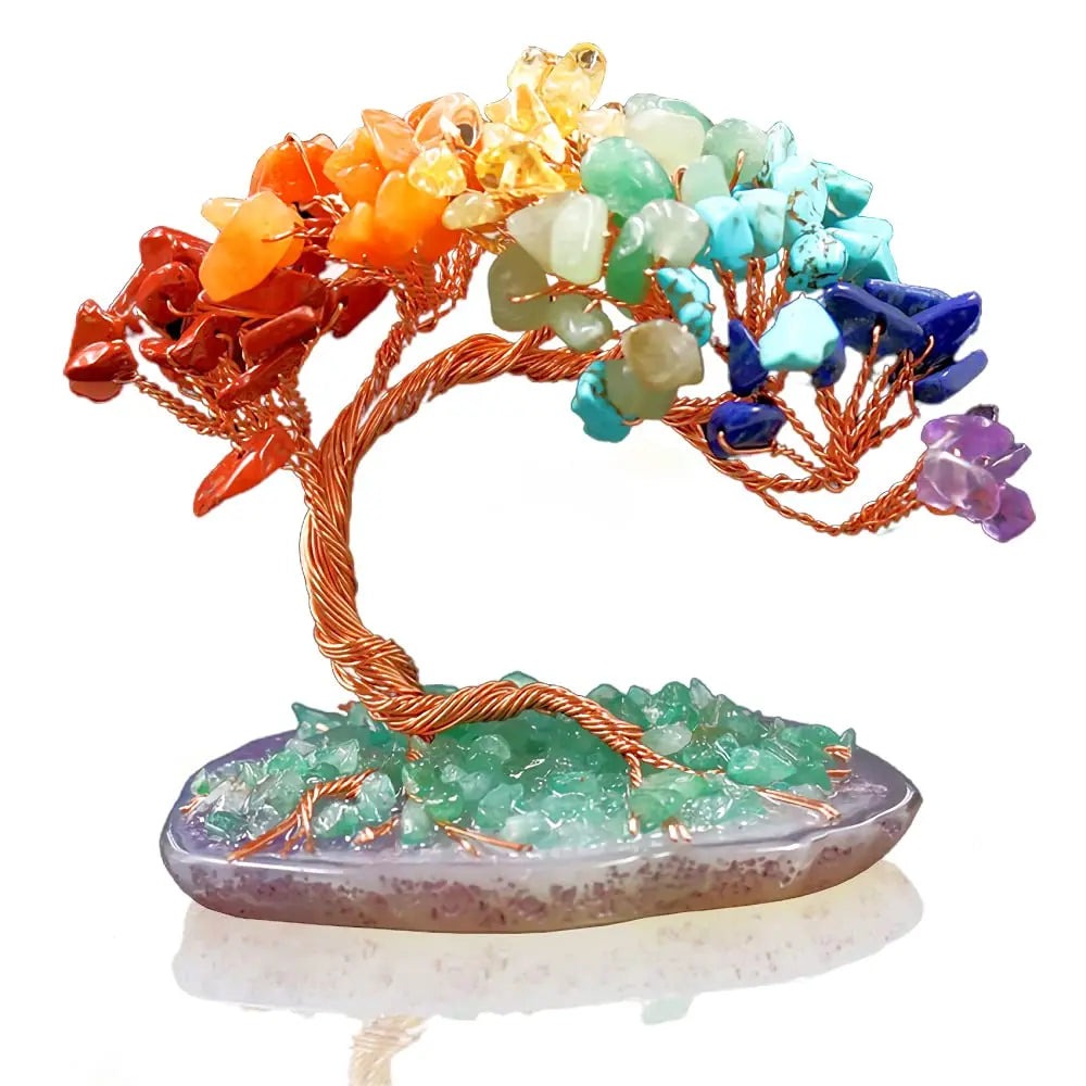 Elegant Handcrafted Natural Agate Crystal Feng Shui Fortune Tree by Tinkers