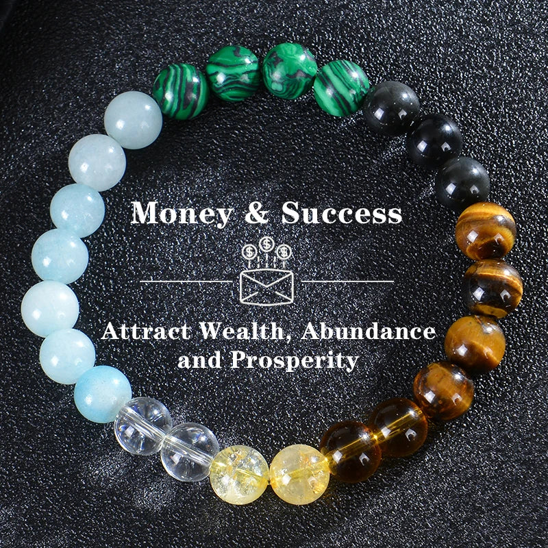 Natural Healing Crystal Bracelet Stone Beads Wealth Luck