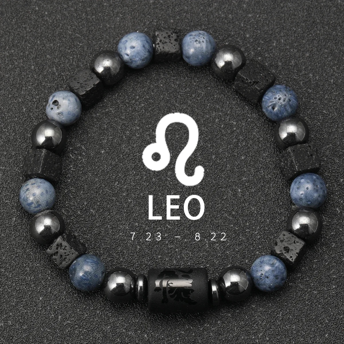 Zodiac Natural Stone Bracelet — All 12 Signs | Blue Coral & Copper