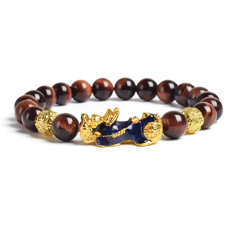 Tinkers Pi Xiu Tiger Eye Beads Bracelet Feng Shui Pixiu Good Luck -