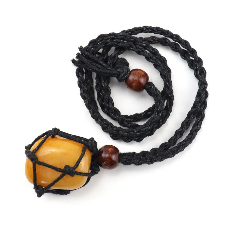 Obsidian Pendant Necklace Protection Grounding Boho Unisex