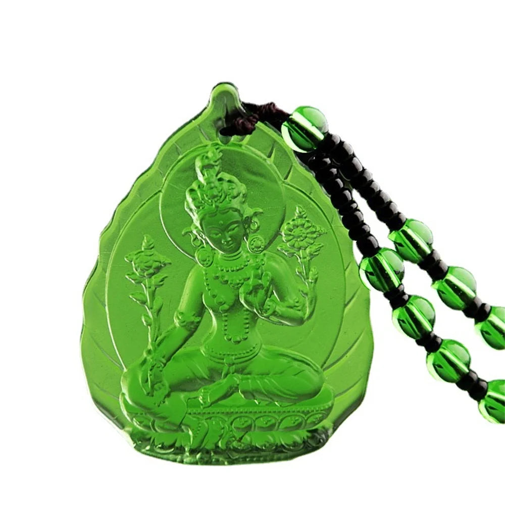 Ice Green Crystal Lotus Pendant By Tinkers - Aura Balance